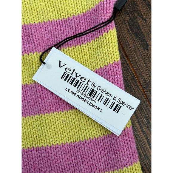 Velvet By Graham & Spencer Womens Lex Rose/Lemon Striped Pullover Sweater Size L - Picture 5 of 10